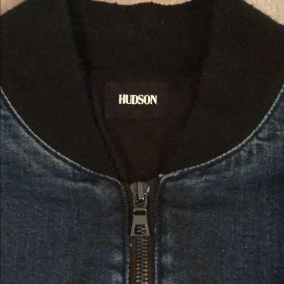 Hudson Jeans dark denim bomber jacket - Picture 2 of 6